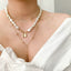Metal Beads Line Lock Chain Necklace