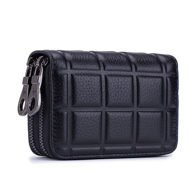 Double Zipper Leather Cardholder