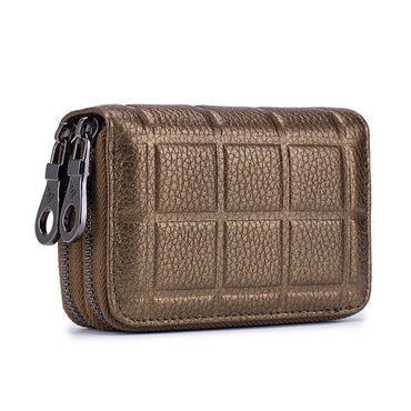 Double Zipper Leather Cardholder