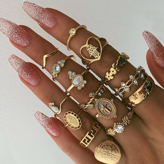 Midi Moon Rings Set