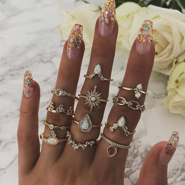 Midi Moon Rings Set