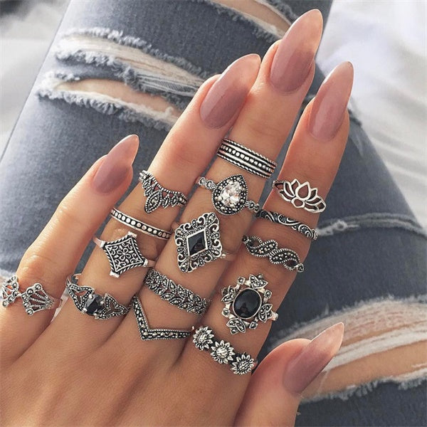 Midi Moon Rings Set