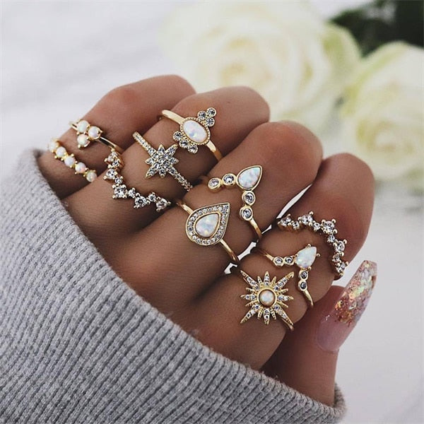 Midi Moon Rings Set