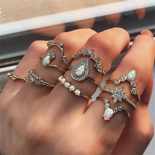 Midi Moon Rings Set