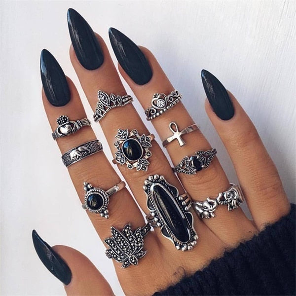 Midi Moon Rings Set