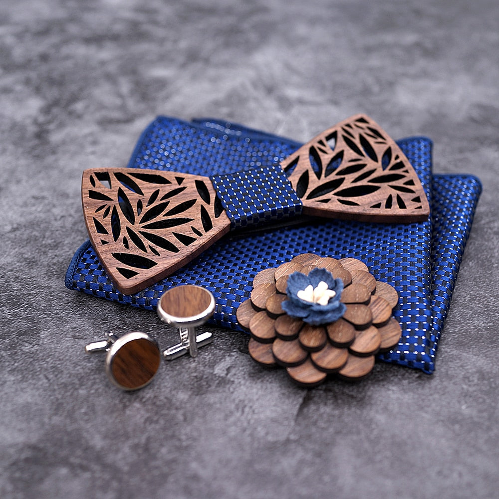 Paisley Wooden Bow Tie Handkerchief