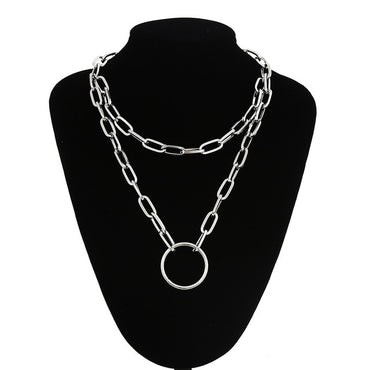 Double layer Lock Chain Necklace