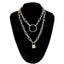 Double layer Lock Chain Necklace