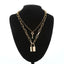 Double layer Lock Chain Necklace