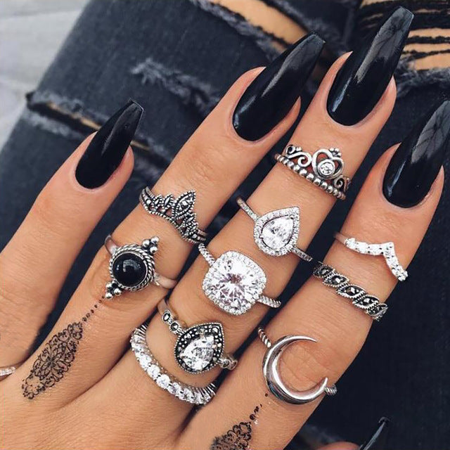 Midi Moon Rings Set