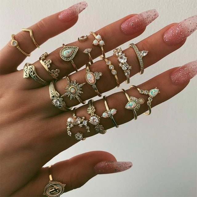 Midi Moon Rings Set
