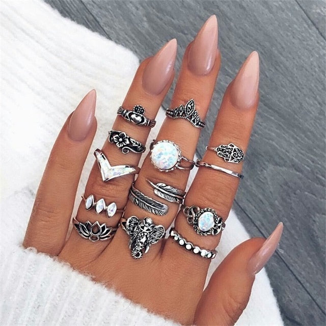 Midi Moon Rings Set