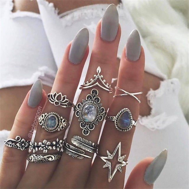 Midi Moon Rings Set