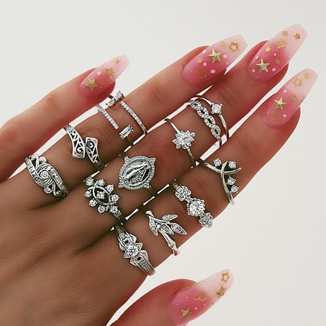 Midi Moon Rings Set