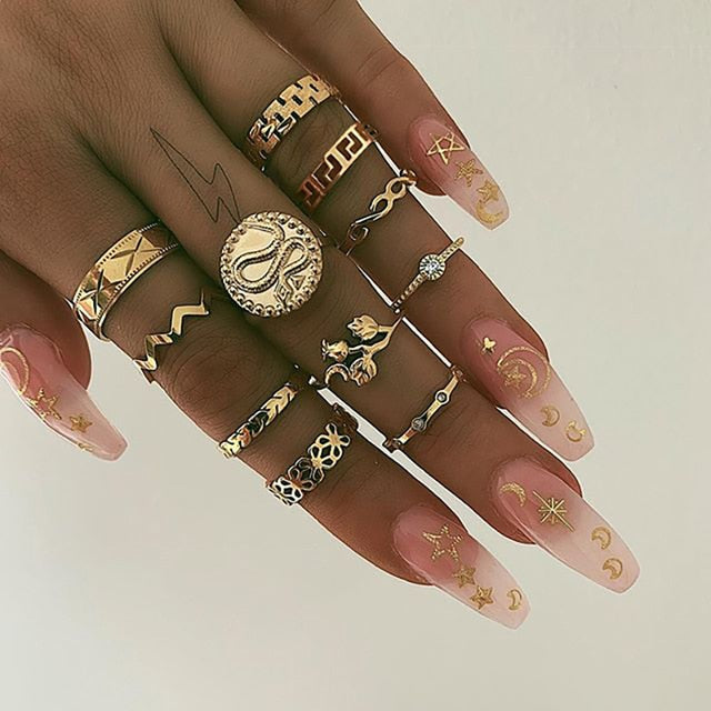 Midi Moon Rings Set