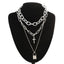 Double layer Lock Chain Necklace