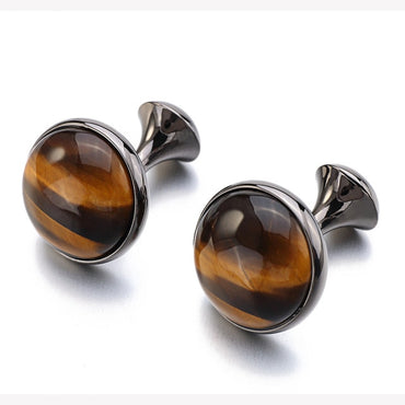 Tiger-Eye Stone Cufflinks for Mens