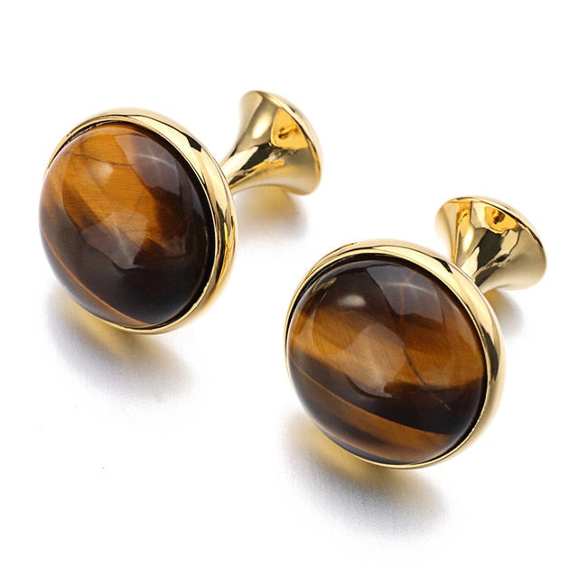 Tiger-Eye Stone Cufflinks for Mens