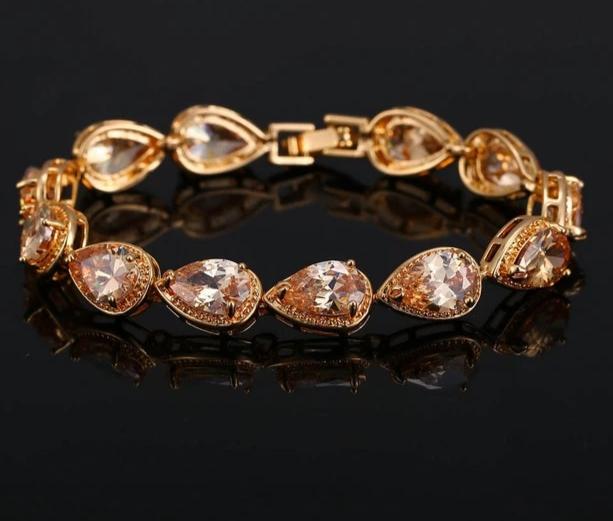 Cubic Zircon Bridal Charm Bracelet
