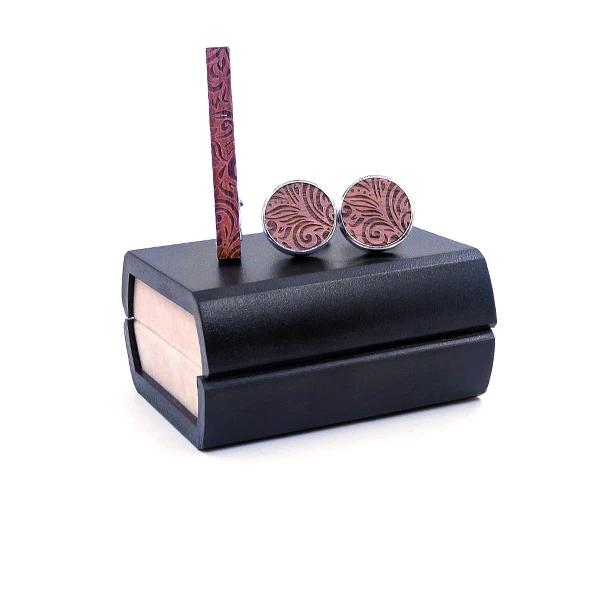 Men Vintage Wood Alloy Copper  Pin