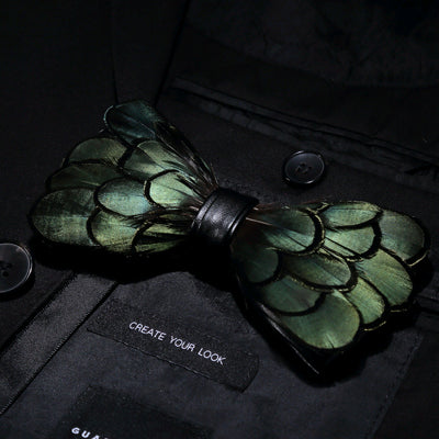 Feather Bow Tie Natural Hand Made