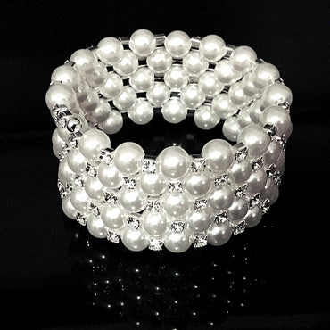 Wide 6 Row Pearl Bracelets Ban