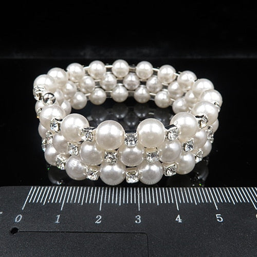 Wide 6 Row Pearl Bracelets Ban