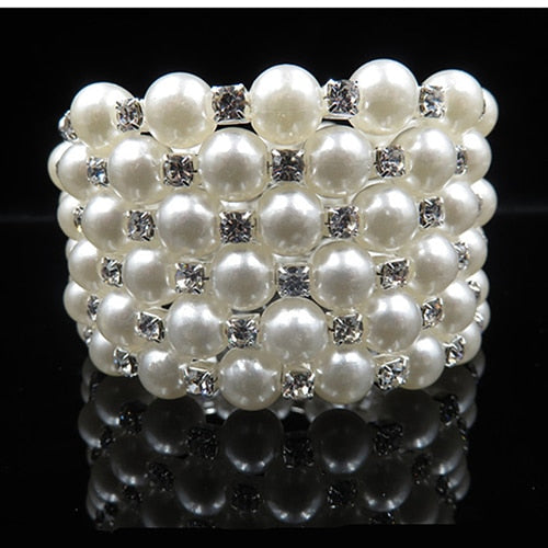 Wide 6 Row Pearl Bracelets Ban